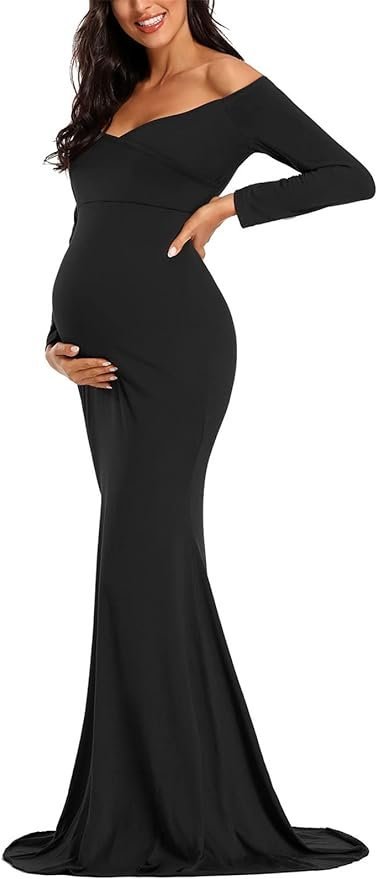 fitted black maternity gown