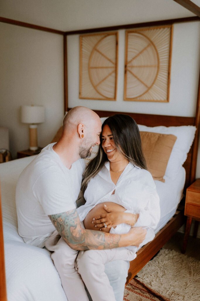 Beautiful maternity portrait emphasizing strength and motherhood with SMA