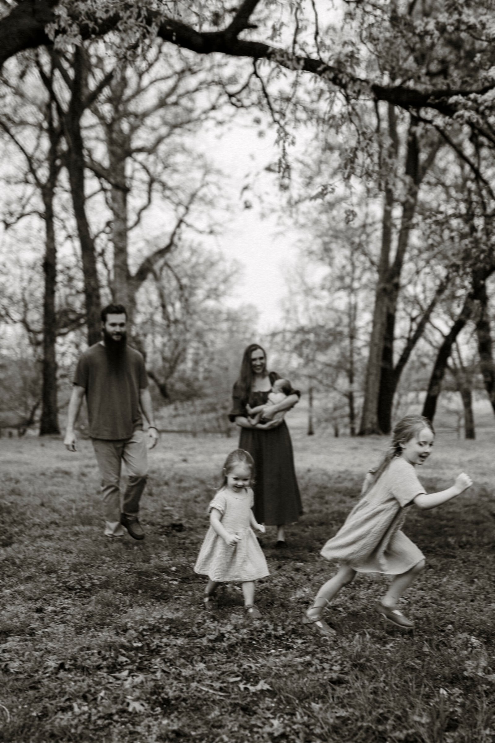 Family close together outdoors